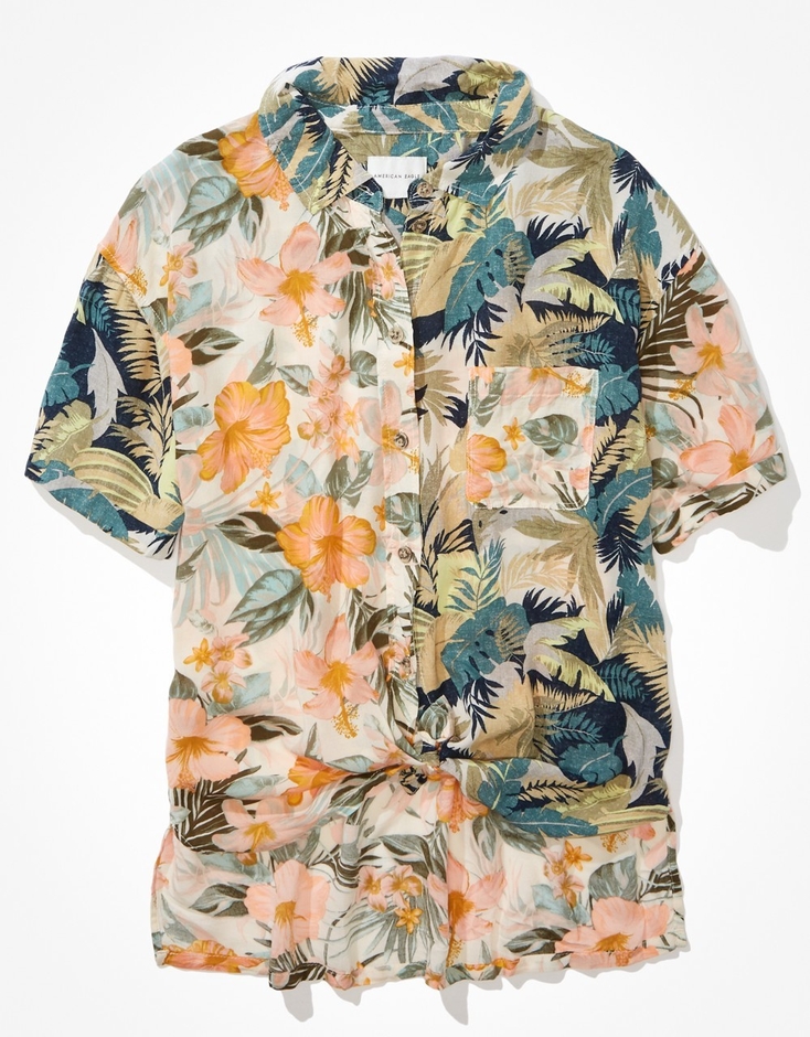 AE クロップド リゾート ボタン留めシャツ ￥5,400