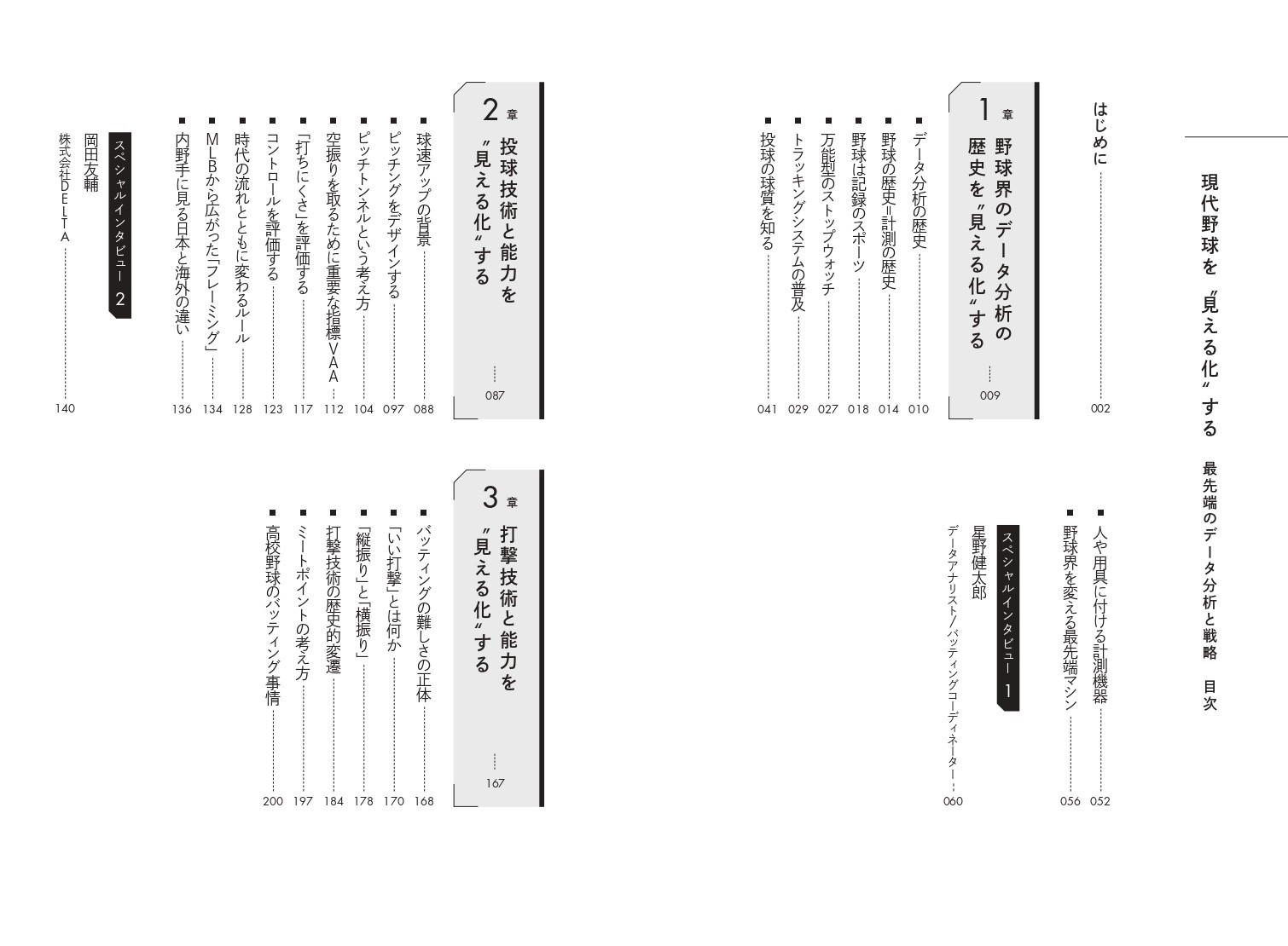 『現代野球を“見える化”する 最先端のデータ分析と戦略』目次