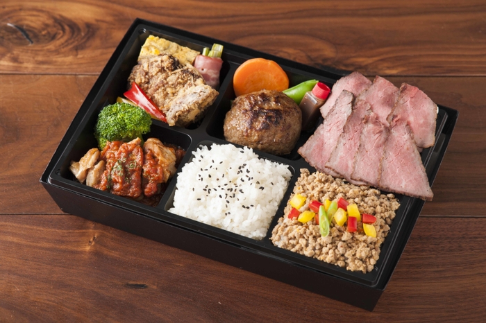 【門崎熟成肉 格之進】自家製ハンバーグの肉尽くし弁当 2,160円(税込)