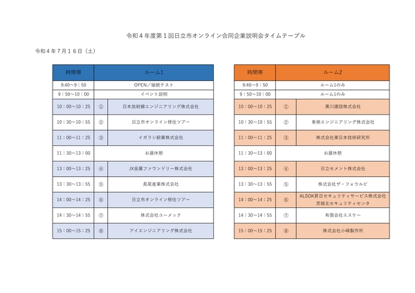 タイムテーブル