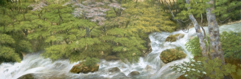 奥田元宋《奥入瀬(春)》 1987(昭和62)年 紙本・彩色 個人蔵