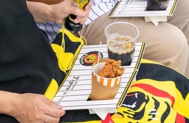 球場グルメは膝上に！阪神タイガース承認の折り畳み式ミニテーブル 「阪神タイガースニーブル」を9月18日よりMakuakeで先行販売