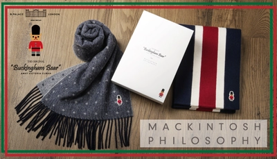 MACKINTOSH PHILOSOPHY(マッキントッシュ フィロソフィー) WEB限定■バッキンガムベアウールマフラーの予約販売をスタート。クリスマスシーズンに嬉しいギフトBOX付き。ーMOONBATー