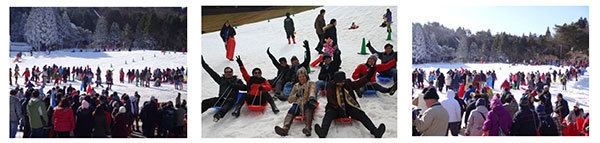 外国人団体 雪ゾリ・雪あそびゲレンデ「スノーランド」利用時の様子
