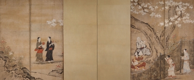 国宝 花下遊楽図屏風(右隻)狩野長信筆 江戸時代17世紀 東京国立博物館蔵