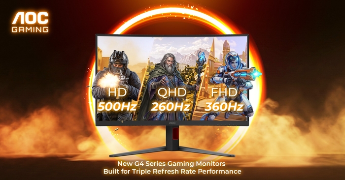 AOC、新型G4シリーズゲーミングモニターを発表、トリプルリフレッシュレート性能を実現