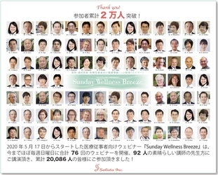 参加者累計2万人突破！ 医師・歯科医師・薬剤師・医療従事者向け無料オンラインセミナー 『Sunday Wellness Breeze』