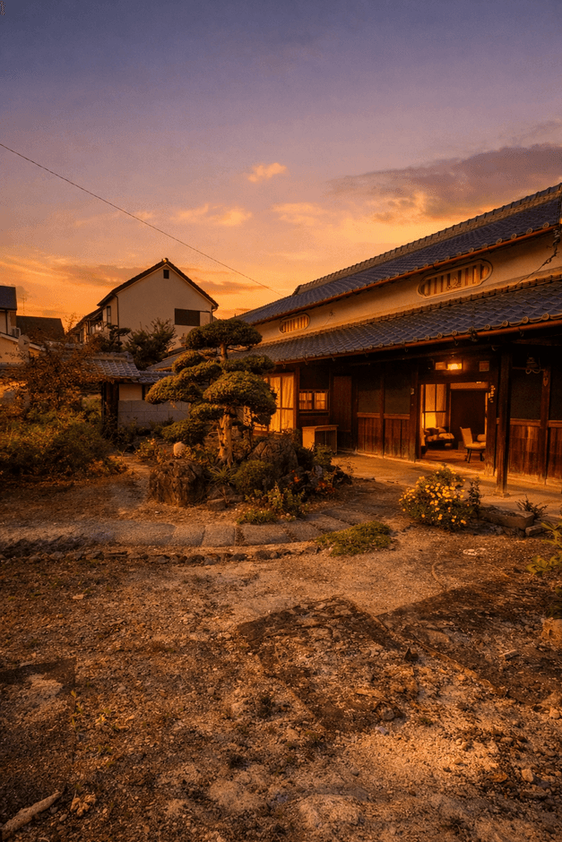 風情のある中庭をぬけて店舗へ