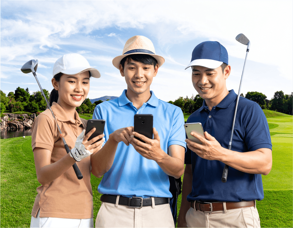 仲間とスマホでスウィング確認