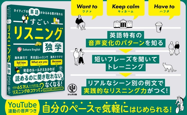 登録者数66万人！YouTubeの人気英語チャンネルから「リスニング」を独学で身につけられる本が登場