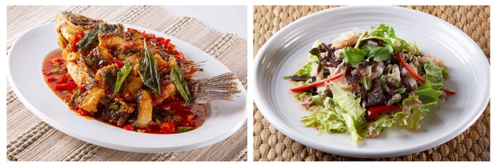 画像左：「プラーラープリック」1,480円、画像右：「ヤムヘットフーヌー」790円