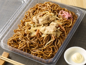 期間限定‼　お値段そのまま‼
「大盛　ソース焼そば（マヨネーズ付）」　麺２０％増量（当社従来品比）
「ツナたまごサンド」　ツナサラダ・たまごサラダ４０％増量（当社従来品比）　