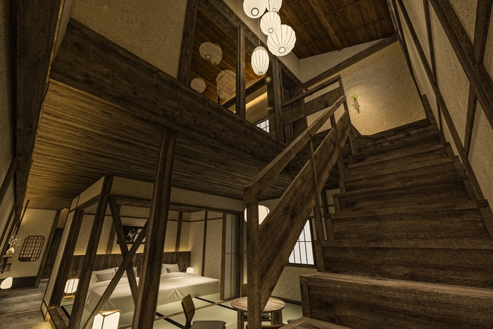 「母屋の間」 1階寝室とメゾネット @STUDIO ALUC