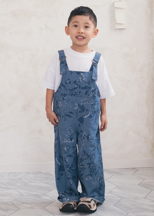 琉球更紗デニム(キッズサロペット)