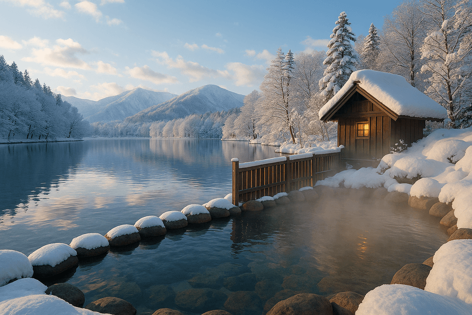 雪の中の露天風呂のイメージ