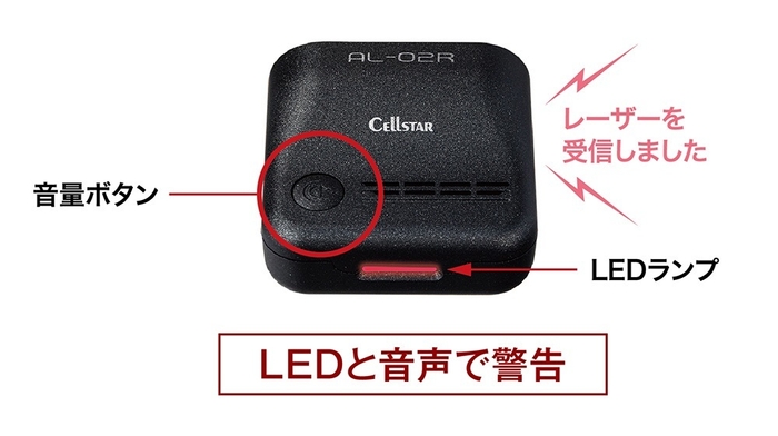 LEDと音声で警告