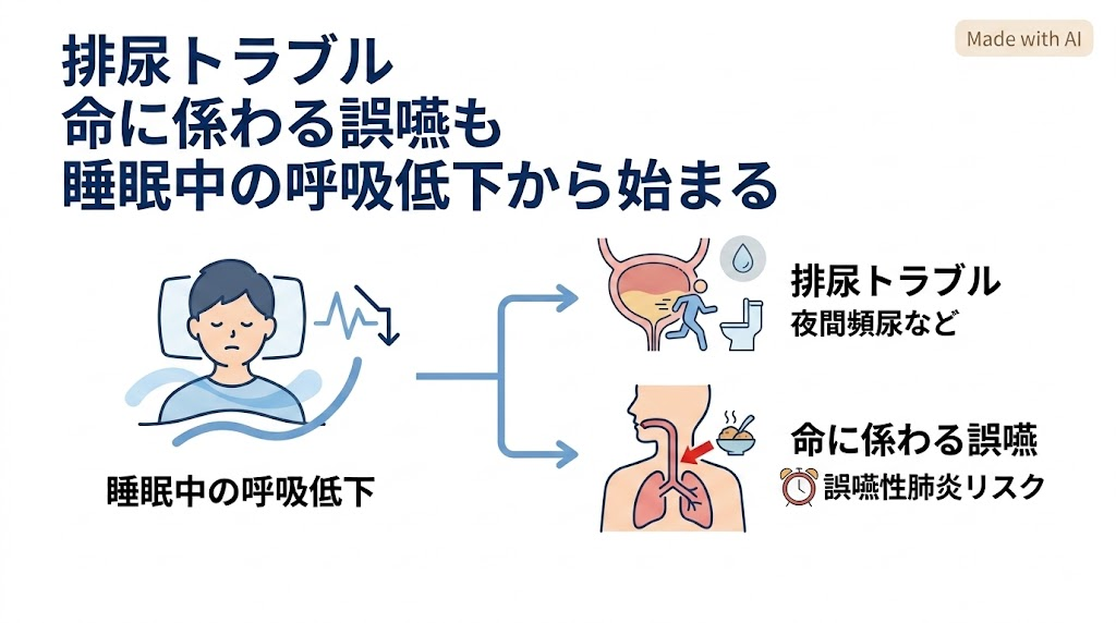 眠りづらさの正体──シリーズ第7回 「尿失禁と誤嚥」の正体は"睡眠中の呼吸低下"だった──自律神経と末梢神経のセンサー機能が弱まり、排尿反射が遅れる構造