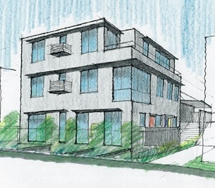 代々木上原コーポラティブハウス:外観イメージパース