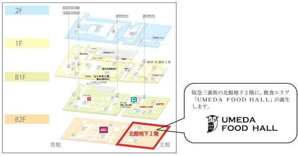 「ＵＭＥＤＡ ＦＯＯＤ ＨＡＬＬ」の場所と概要