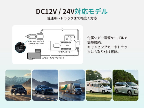 DC12V・24V車対応