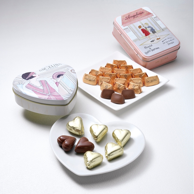 アンジェリーナ「ハートショコラ」「缶入りショコラ」