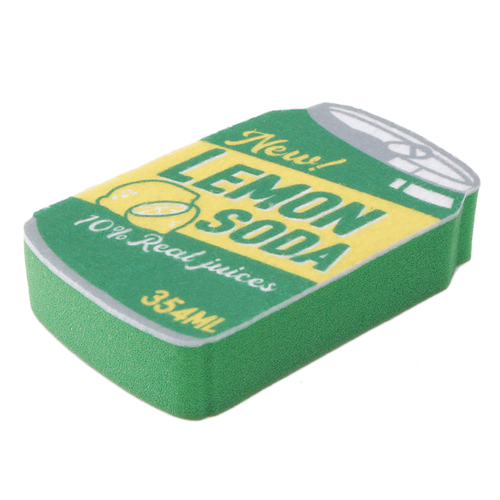 「キッチンスポンジ Lemon Soda」価格：98円／サイズ：D2.5×H13cm／ポップなデザインのキッチンスポンジ。自立できるのもポイント！3月中旬発売予定
