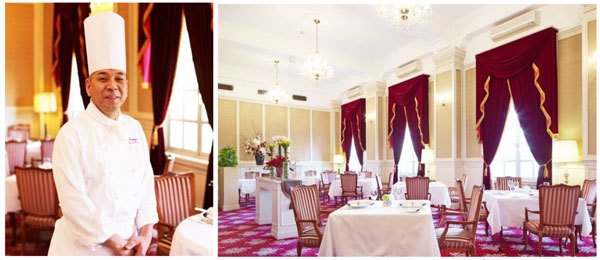 (左)シェフ 小山田俊治 (右)クラシカルな雰囲気の店内