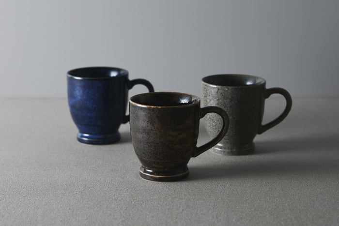 めぐり陶器 マグカップ(紺青、深緑、薄墨)