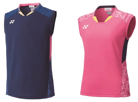左から、メンズ ゲームシャツ(ミッドナイト)、ウィメンズ ゲームシャツ(ジュエルピンク)