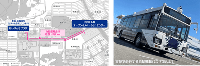 ＜走行ルートと使用する自動運転バスのイメージ＞ 