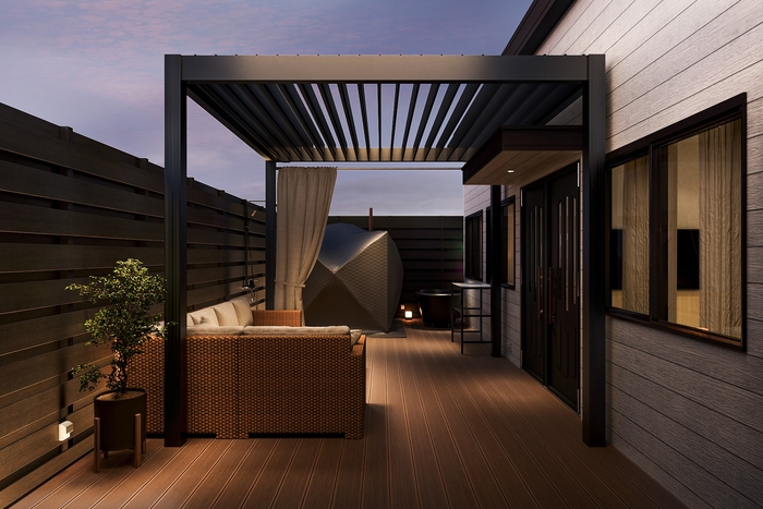 プライベート感あふれるテラスでサウナ体験も可能(完成イメージ)