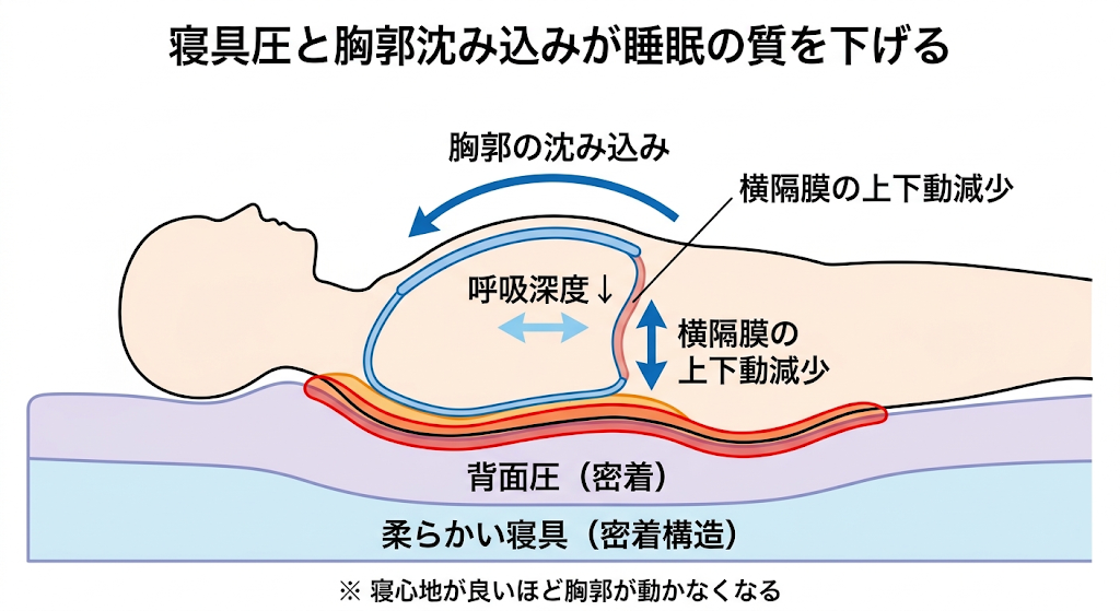 寝具圧と胸郭沈み込みが睡眠の質を下げる──睡眠中の呼吸を静かに奪う"密着構造"の盲点 シリーズ第4回