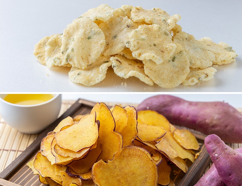 (上)「葱っぷす」/(下)「おいもチップ」