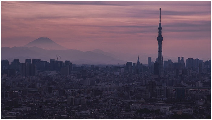 日本の象徴ともいえる富士山と浅草にほど近い東京の新たなシンボル東京スカイツリー