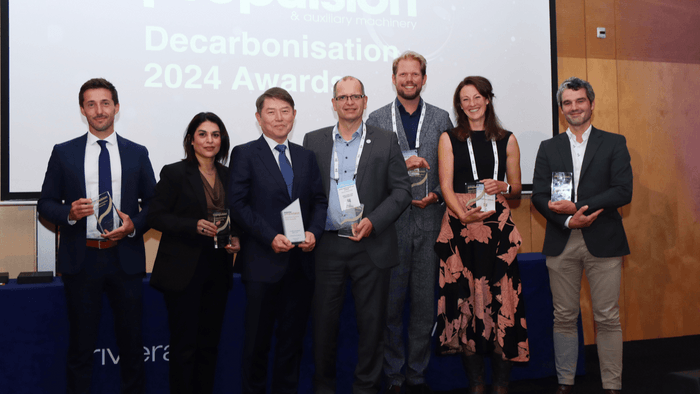 group-shot_(1)_(1).pngAward winners at the Annual Marine Propulsion Maritime Decarbonisation Awards in 2024 (source: Riviera)