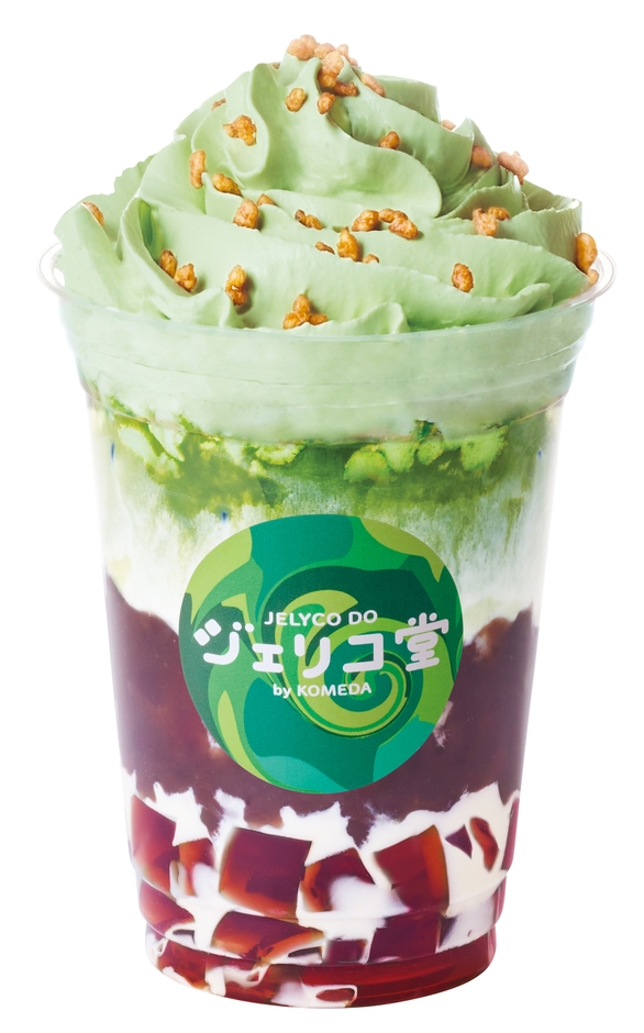 紅茶ジェリー&抹茶ミルク(「抹茶ホイップ変更」+「玄米あられ」+「わらびもち」)