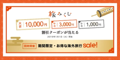 2019年になった瞬間、運試しができる！ 海外旅行が最大1万円分お得になる「旅みくじ」を元旦0：00より実施