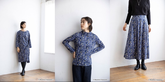 「ムーミン」リトルミイ&スナフキンフラワープリントシリーズ オーガニックコットントップス・ワンピース・スカート