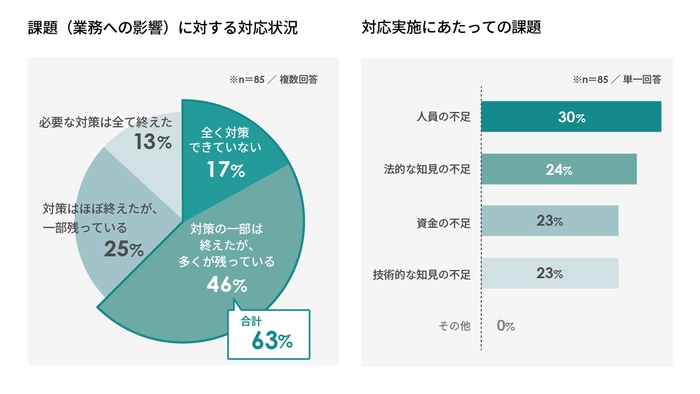 広告効果測定に関する課題(業務への影響)に対する対応状況　対応実施にあたっての課題