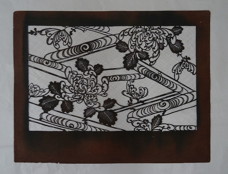 菊模様型紙(長板中形)(個人蔵)【通期】