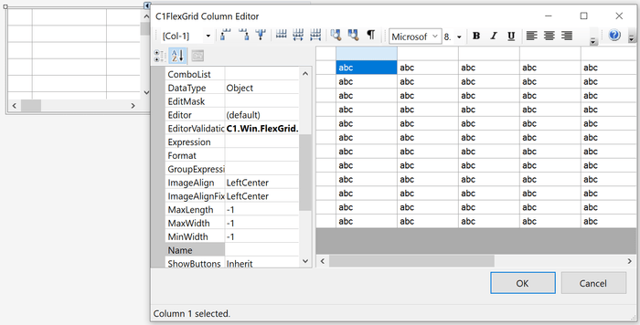 デザイン時のエディタの強化(FlexGrid for WinForms)