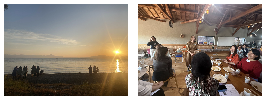 (左)琵琶湖越しの日の出 (右)「とても刺激を受けた」とのご感想が続出