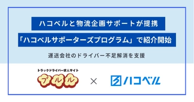 運送会社のドライバー不足問題の解決へ！ 「ハコベルサポーターズプログラム」と ドライバー求人サイト「ブルル」が提携、会員への紹介を開始