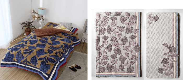 <左>ネイビー×ブラウン<右>ピンク×グレー