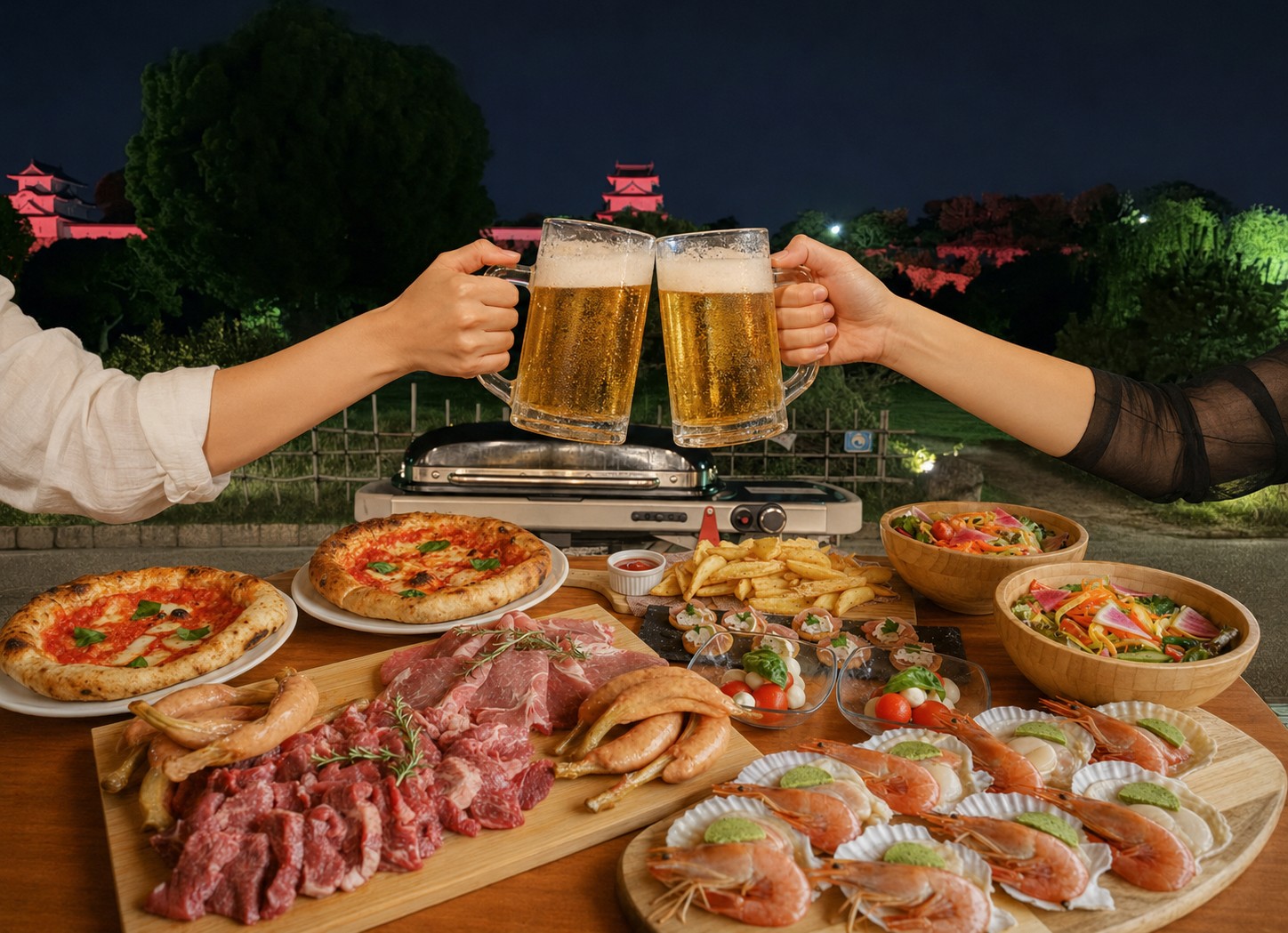 明石公園で、仕事帰りに乾杯!園内のカフェ「TTT」が夏限定『ビアガーデンBBQプラン』を7月15日から提供