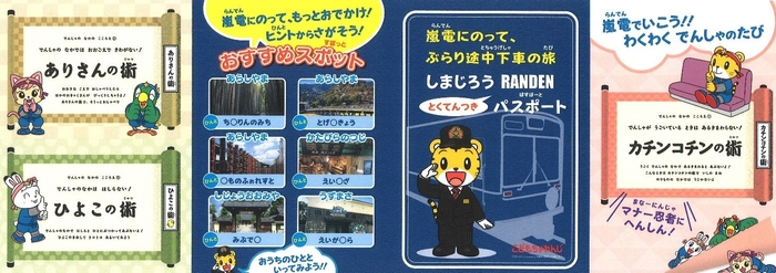 嵐電「しまじろう」パスポートの中面（一部抜粋）