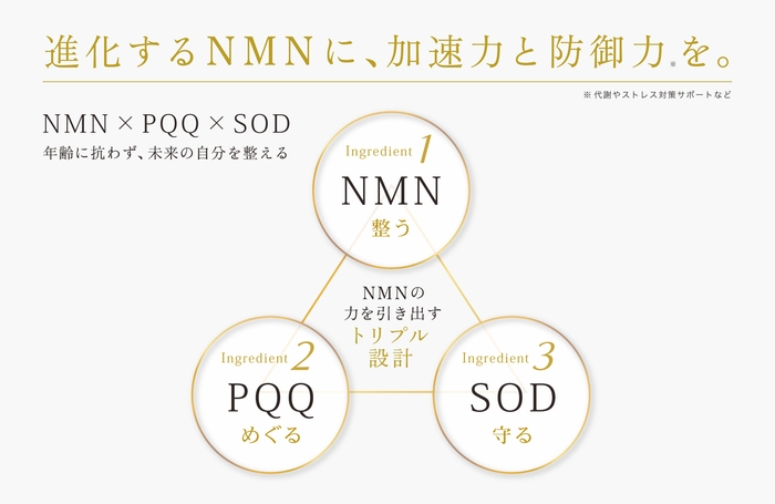 NMN・PQQ・SOD トリプル設計