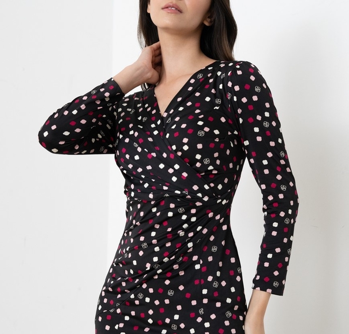 ピンクkay meローズドット ギャザーワンピース