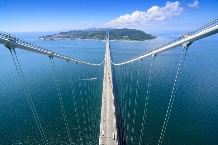 明石海峡大橋からみた淡路島