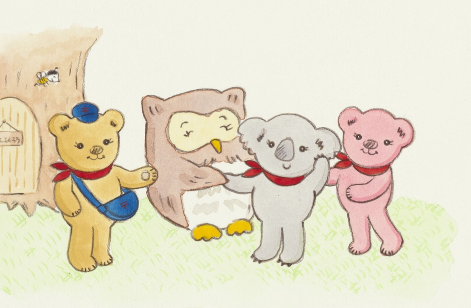 絵本〈森の郵便局のものがたり4 ぽすじゃむとペンフレンド〉原画(部分)